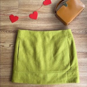 J. Crew wool mini skirt avocado/chartreuse lined S